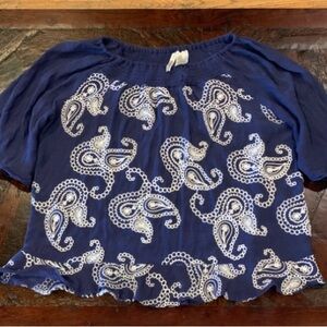 Elegant Navy Paisley Blouse